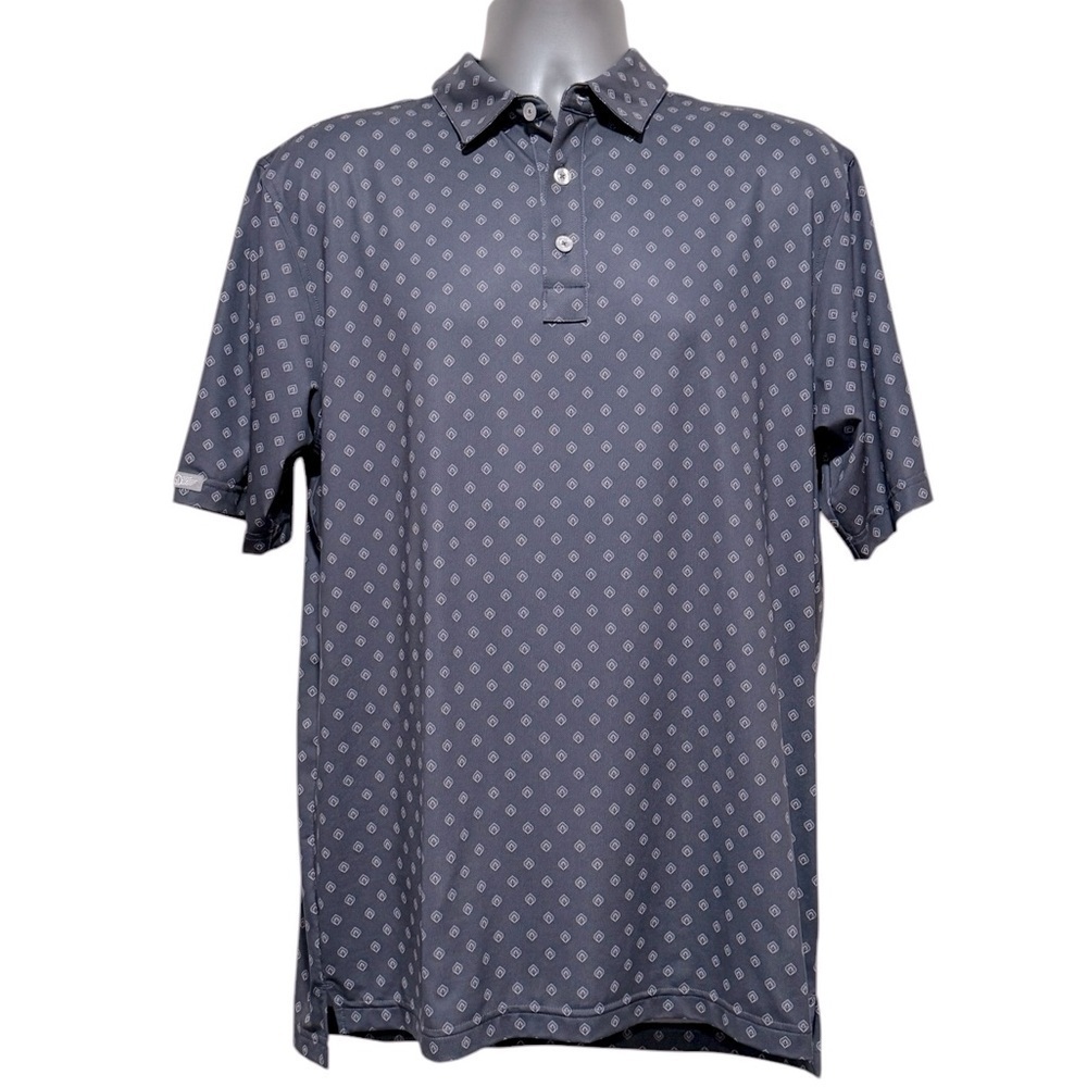 Straight Down Gray Short Sleeve All Over Print Performance Golf Polo Mens Large